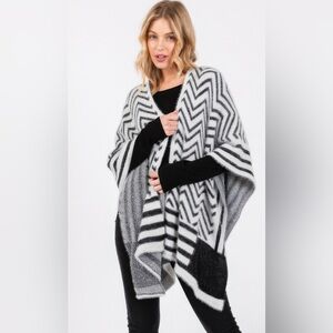 Fuzzy Chevron Pattern Ruana one size fits all